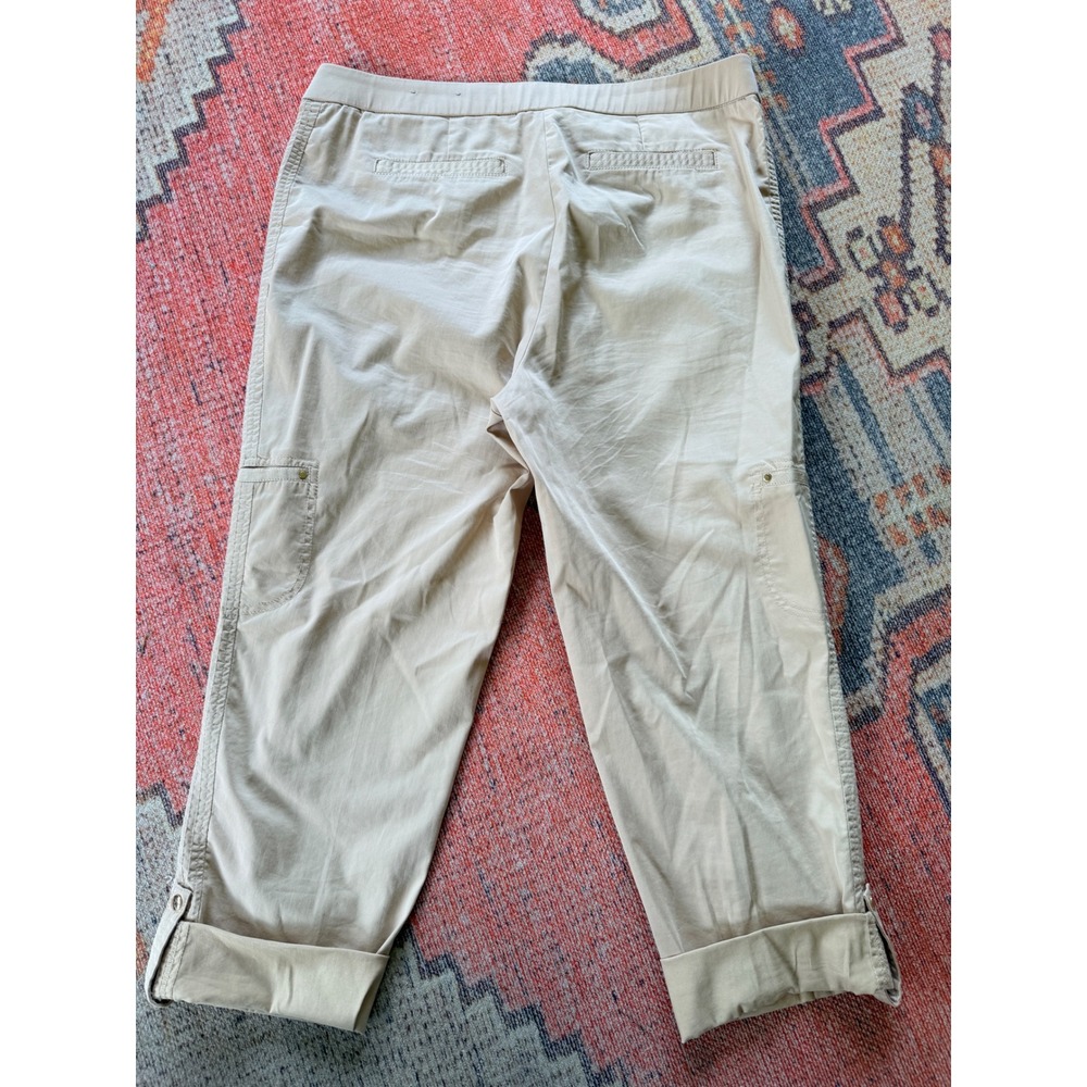 Chico's Capri Pants Women's Sz 2/12 White Tan Cargo Cropped lot 2 Casual Utility - Picture 5 of 11